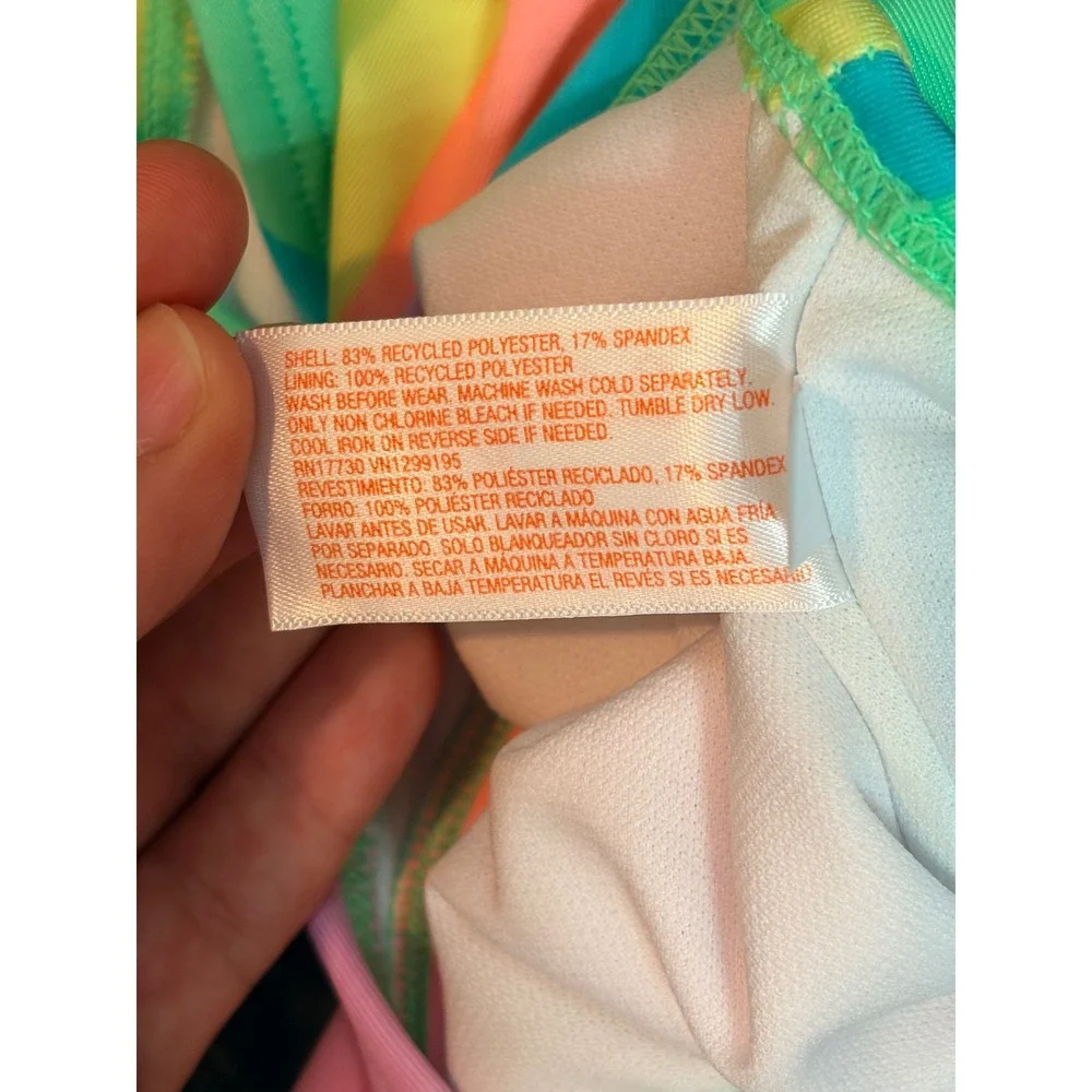 Cat & Jack Rainbow Stripe Racerback 1pc Swim Bathing Suit Large 10/12 NEW NWT